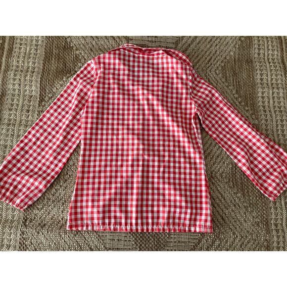 Vtg. DonnKenny Picnic Red and Cream Plaid v-Neck 70s top sz 11/12 - Picture 5 of 7